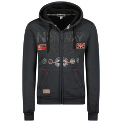 Geographical Norway Gafont Men - Felpa Uomo con Cappuccio Tasche Zip - Felpe Pullover Hoody Neve A Maniche Lunghe - Abito Ideale