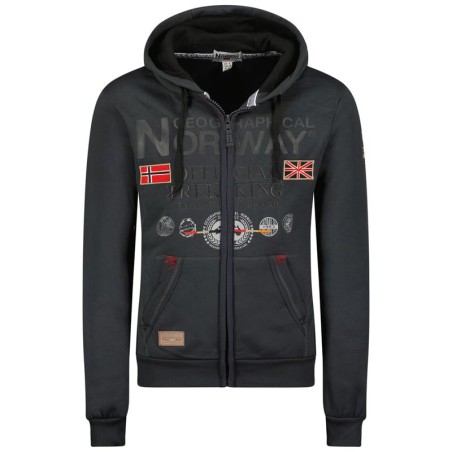 Geographical Norway Gafont Men - Felpa Uomo con Cappuccio Tasche Zip - Felpe Pullover Hoody Neve A Maniche Lunghe - Abito Ideale