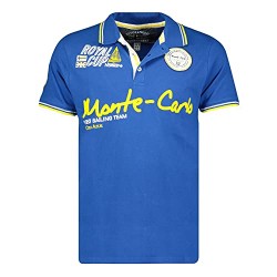 Geographical Norway Polo da Uomo con Logo in Gomma Impressions Chest, Back & Sleeve Embroidery Collar Buttons