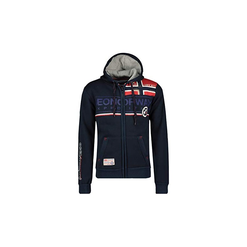 Geographical Norway Flipper Men - Felpa Cappuccio con Tasca A Canguro Uomo - Felpa Pullover Hoody Caldo A Maniche Lunghe - Abito