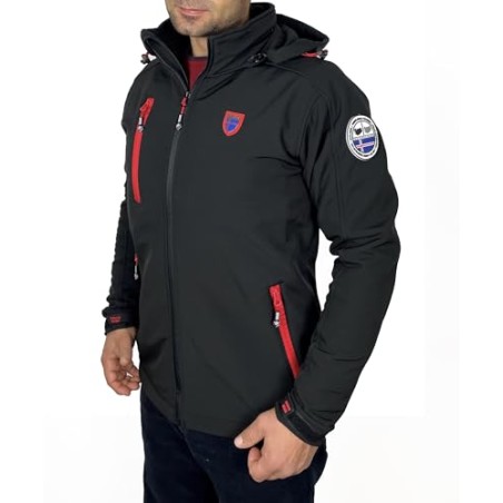 Threelands pioneer Giubbotto uomo softshell con Cappuccio da trekking, Giacca lavoro Tecnica per Escursionismo antivento e idror