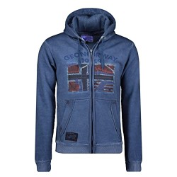 GEO NORWAY GOTZ Men - Felpa con Zip da Uomo - Felpa in Cotone da Uomo - Felpa con Cappuccio Giacca A Manica Lunga - Felpa con Ca
