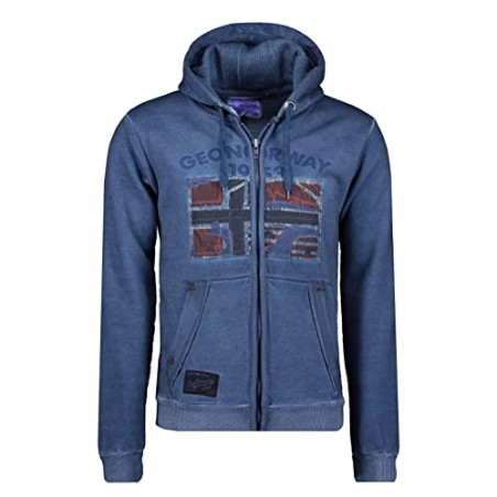 GEO NORWAY GOTZ Men - Felpa con Zip da Uomo - Felpa in Cotone da Uomo - Felpa con Cappuccio Giacca A Manica Lunga - Felpa con Ca