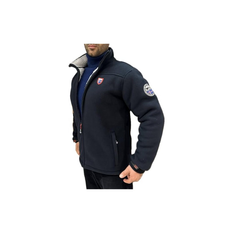 Threelands pioneer Giacca Invernale da Uomo in pile Imbottito di pelliccia ecologica, cappotto con zip elegante e Fodera calda, 