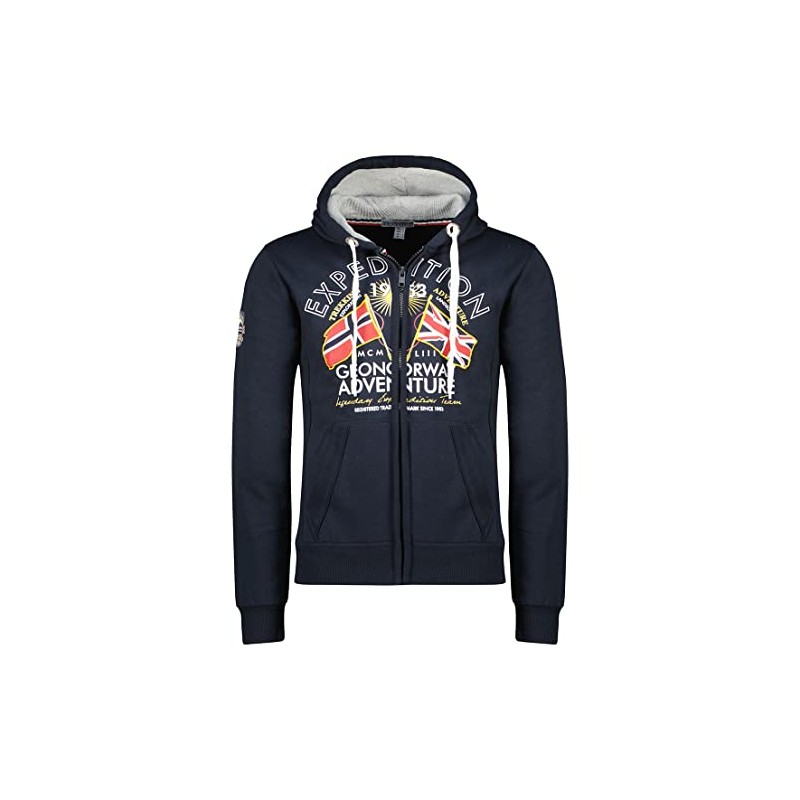 Geographical Norway Flepto Men - Felpa da Uomo con Cappuccio e Tasca a Canguro - Felpe con Logo da Uomo - Felpa con Cappuccio a 