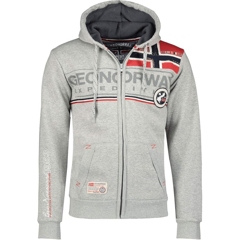Geographical Norway Flipper Men - Felpa Cappuccio con Tasca A Canguro Uomo - Felpa Pullover Hoody Caldo A Maniche Lunghe - Abito