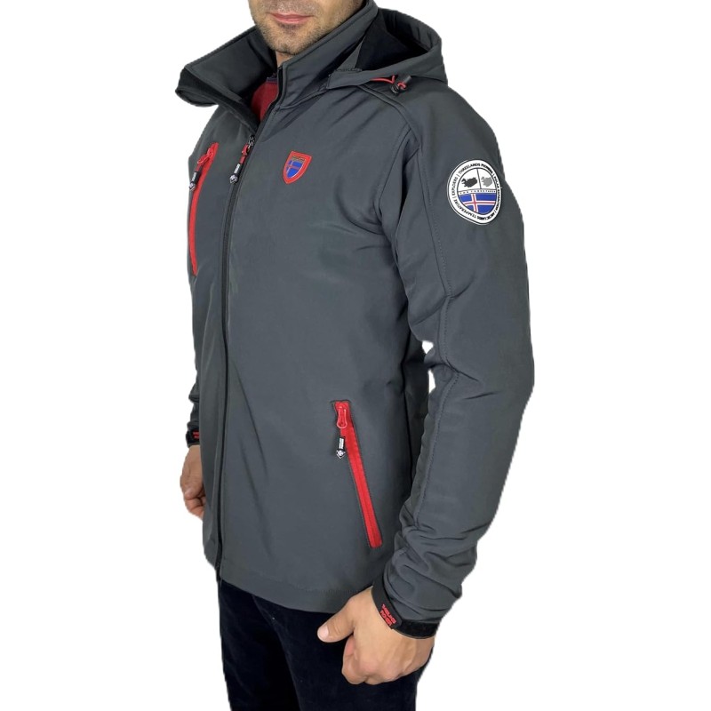 Threelands pioneer Giubbotto uomo softshell con Cappuccio da trekking, Giacca lavoro Tecnica per Escursionismo antivento e idror