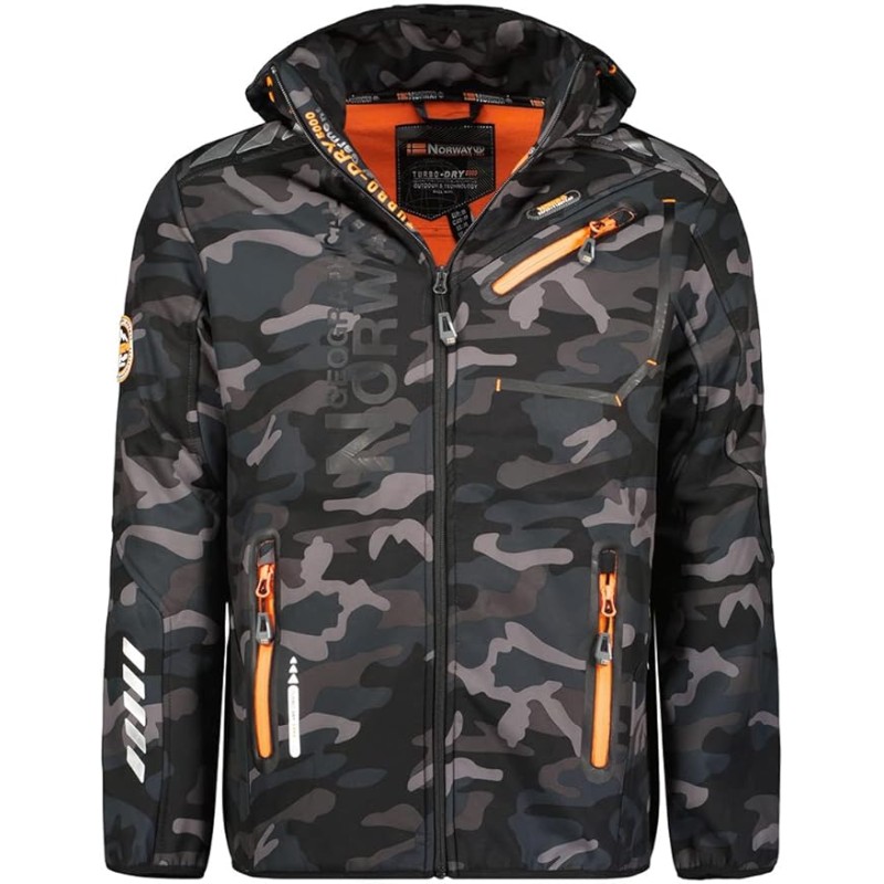 Geographical Norway ROYAUTE MEN - Giacca Softshell Impermeabile Uomo - Giubbotto Cappuccio Traspirante All'aperto - Giacca Inver