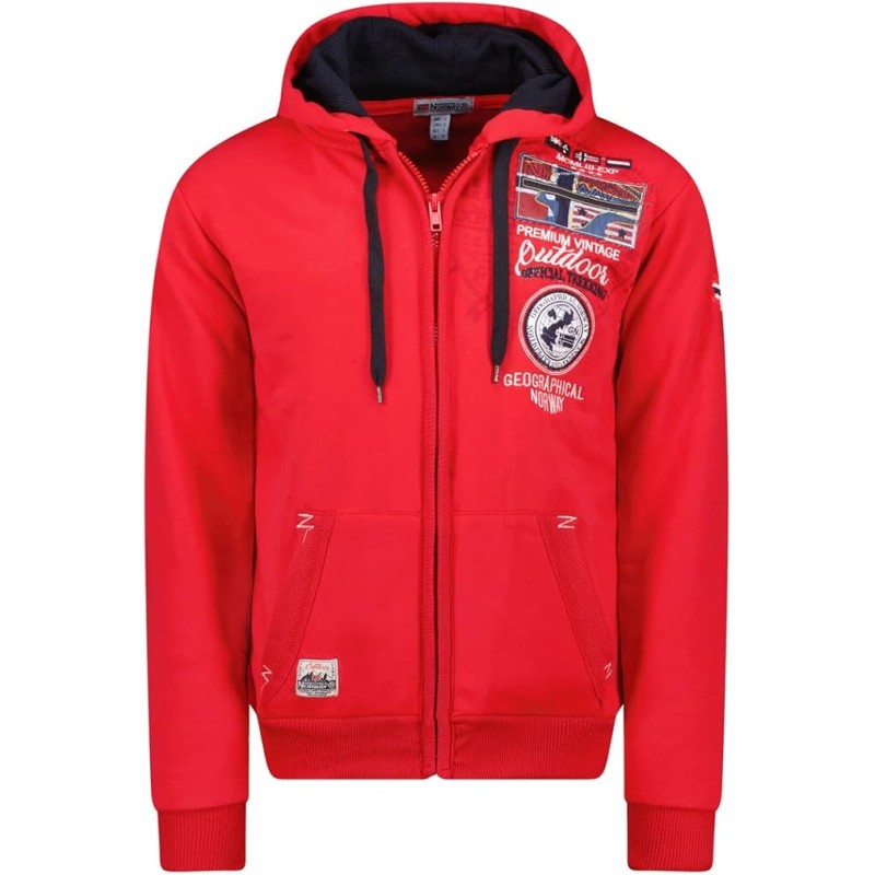 Geographical Norway Felpa Gotham Maglia Maniche Lunghe Uomo Zip Cappuccio WR650H/GN