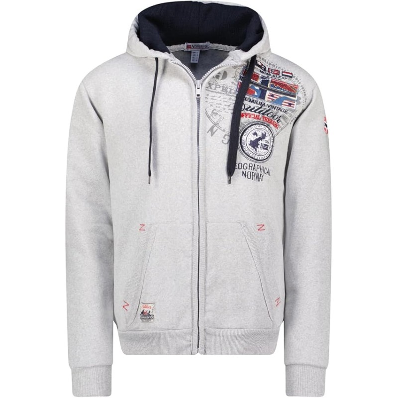 Geographical Norway Felpa Gotham Maglia Maniche Lunghe Uomo Zip Cappuccio WR650H/GN