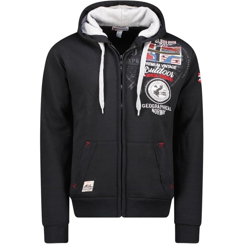 Geographical Norway Felpa Gotham Maglia Maniche Lunghe Uomo Zip Cappuccio WR650H/GN