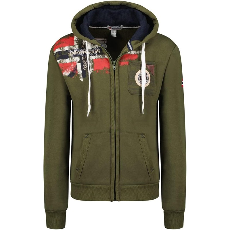 Geographical Norway FESPOTE Men - Felpa con Cappuccio, Tasca a Marsupio da Uomo, con Logo da Uomo, Calda, a Maniche Lunghe, per