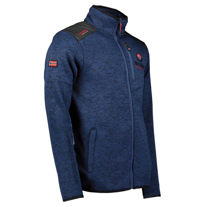 Geographical Norway Giacca in pile da uomo Contrast Shoulder con logo e 2 tasche con zip