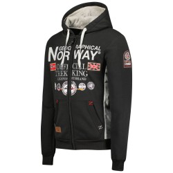 Geographical Norway Gafont Men - Felpa Uomo con Cappuccio Tasche Zip - Felpe Pullover Hoody Neve A Maniche Lunghe - Abito Ideale