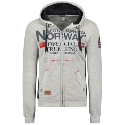 Geographical Norway Gafont Men - Felpa Uomo con Cappuccio Tasche Zip - Felpe Pullover Hoody Neve A Maniche Lunghe - Abito Ideale