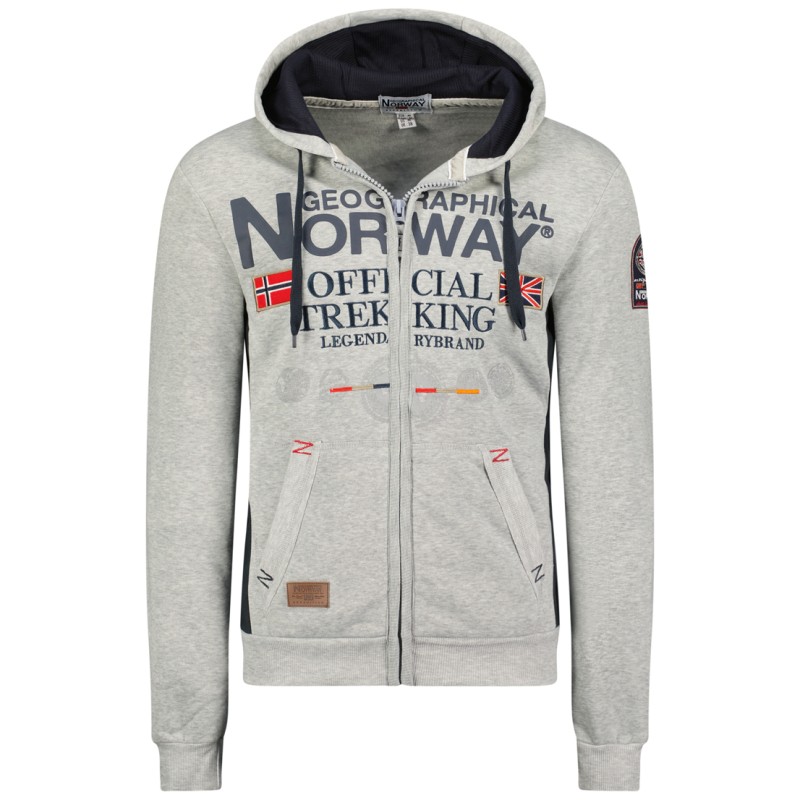 Geographical Norway Gafont Men - Felpa Uomo con Cappuccio Tasche Zip - Felpe Pullover Hoody Neve A Maniche Lunghe - Abito Ideale