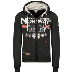 Geographical Norway Gafont Men - Felpa Uomo con Cappuccio Tasche Zip - Felpe Pullover Hoody Neve A Maniche Lunghe - Abito Ideale