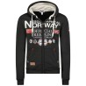 Geographical Norway Gafont Men - Felpa Uomo con Cappuccio Tasche Zip - Felpe Pullover Hoody Neve A Maniche Lunghe - Abito Ideale