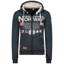 Geographical Norway Gafont Men - Felpa Uomo con Cappuccio Tasche Zip - Felpe Pullover Hoody Neve A Maniche Lunghe - Abito Ideale