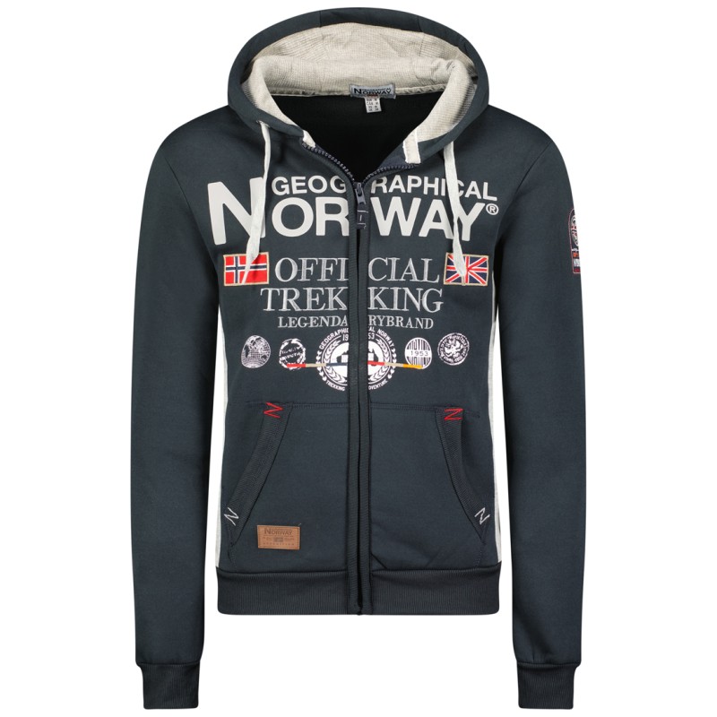 Geographical Norway Gafont Men - Felpa Uomo con Cappuccio Tasche Zip - Felpe Pullover Hoody Neve A Maniche Lunghe - Abito Ideale