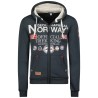 Geographical Norway Gafont Men - Felpa Uomo con Cappuccio Tasche Zip - Felpe Pullover Hoody Neve A Maniche Lunghe - Abito Ideale