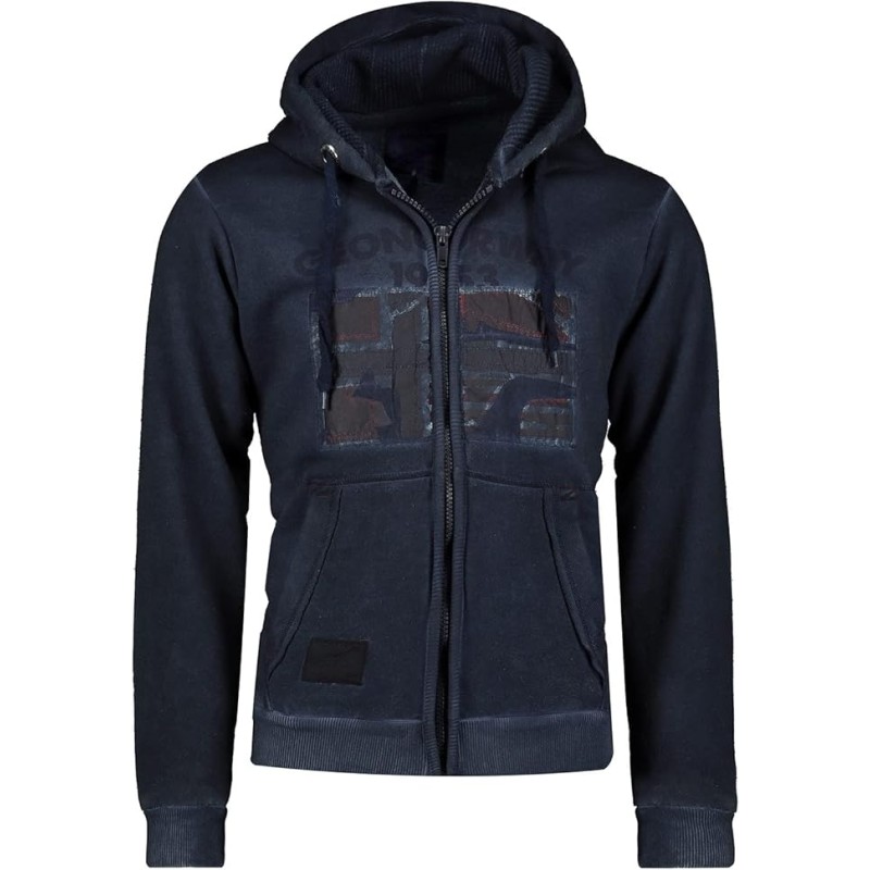 GEO NORWAY GOTZ Men - Felpa con Zip da Uomo - Felpa in Cotone da Uomo - Felpa con Cappuccio Giacca A Manica Lunga - Felpa con Ca
