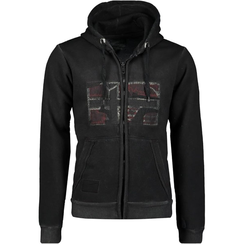 GEO NORWAY GOTZ Men - Felpa con Zip da Uomo - Felpa in Cotone da Uomo - Felpa con Cappuccio Giacca A Manica Lunga - Felpa con Ca