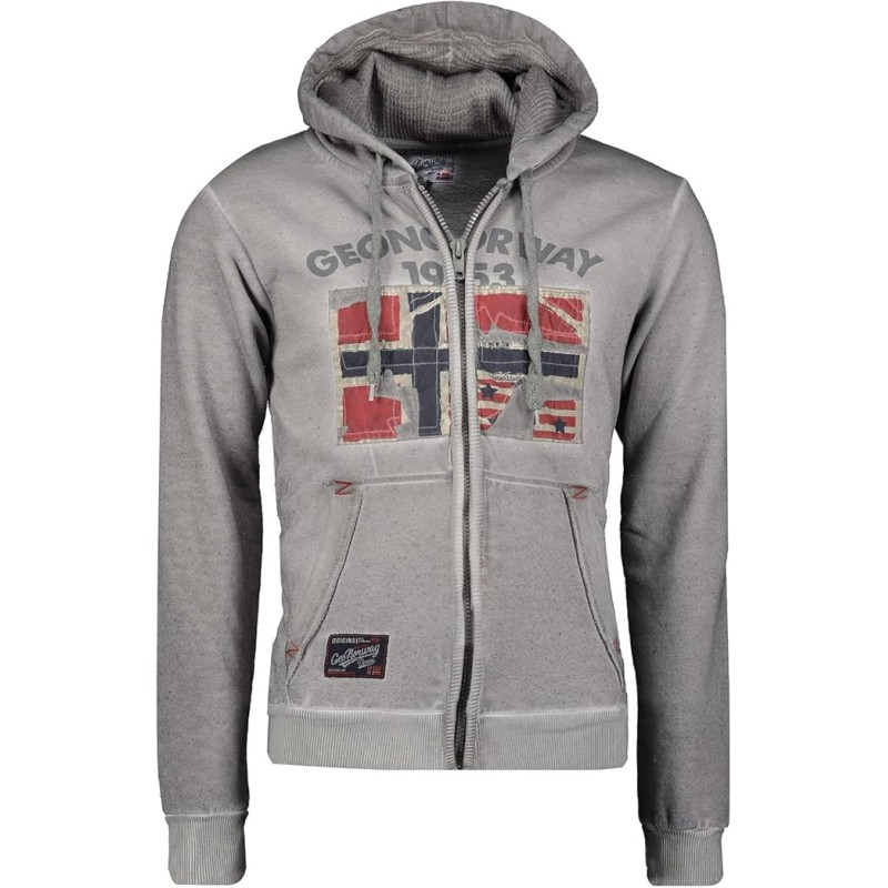 GEO NORWAY GOTZ Men - Felpa con Zip da Uomo - Felpa in Cotone da Uomo - Felpa con Cappuccio Giacca A Manica Lunga - Felpa con Ca