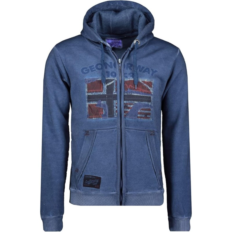 GEO NORWAY GOTZ Men - Felpa con Zip da Uomo - Felpa in Cotone da Uomo - Felpa con Cappuccio Giacca A Manica Lunga - Felpa con Ca