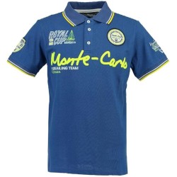 Geographical Norway Polo da Uomo con Logo in Gomma Impressions Chest, Back & Sleeve Embroidery Collar Buttons