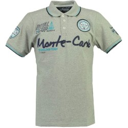 Geographical Norway Polo da Uomo con Logo in Gomma Impressions Chest, Back & Sleeve Embroidery Collar Buttons