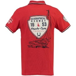 Geographical Norway Polo da Uomo con Logo in Gomma Impressions Chest, Back & Sleeve Embroidery Collar Buttons