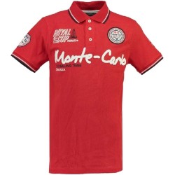 Geographical Norway Polo da Uomo con Logo in Gomma Impressions Chest, Back & Sleeve Embroidery Collar Buttons