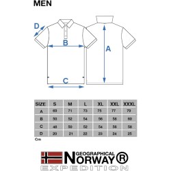 Geographical Norway Polo da Uomo con Logo in Gomma Impressions Chest, Back & Sleeve Embroidery Collar Buttons