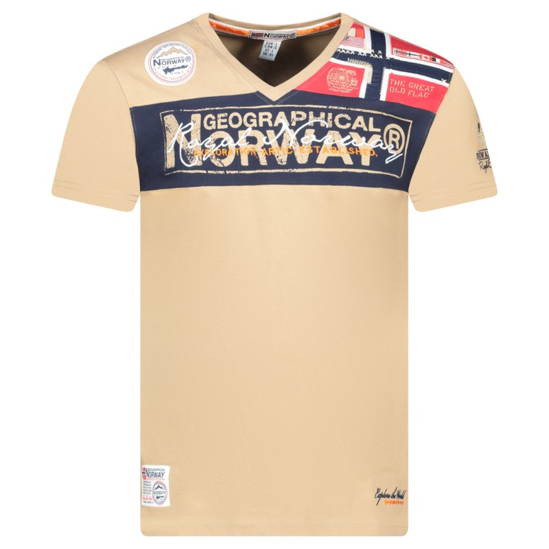 Geographical Norway Jidney Men - T-Shirt Cotone Uomo - Classica T-Shirt Estiva Logo - Camicia A Maniche Corta - Scollo V Regolar