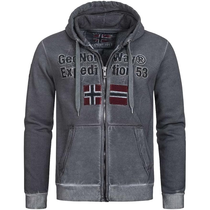 Geographical Norway Gimdo Men - Felpa con Cappuccio con Tasca a Canguro - Felpe con Logo da Uomo - Felpa con Cappuccio a Maniche