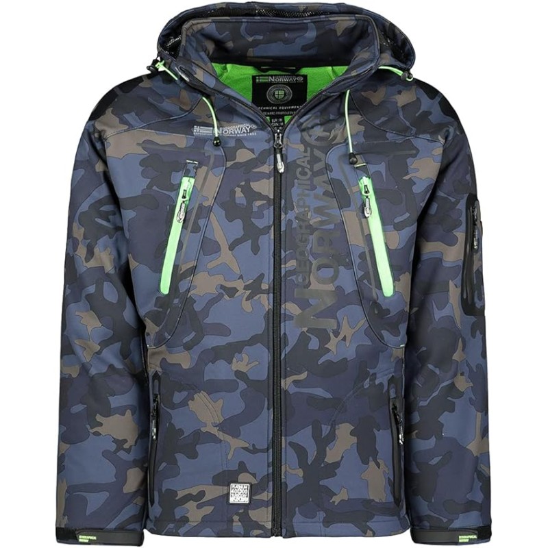 Geographical Norway Techno Men - Giacca Cappuccio Softshell Impermeabile Uomo - Giacca Vento Tattica Da Esterno - Escursionismo