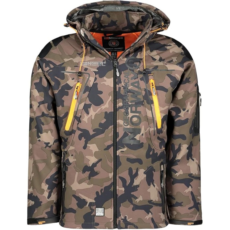 Geographical Norway Techno Men - Giacca Cappuccio Softshell Impermeabile Uomo - Giacca Vento Tattica Da Esterno - Escursionismo