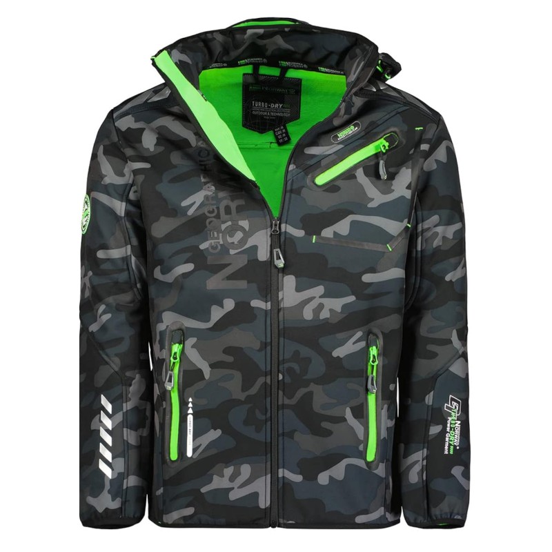 Geographical Norway ROYAUTE MEN - Giacca Softshell Impermeabile Uomo - Giubbotto Cappuccio Traspirante All'aperto - Giacca Inver
